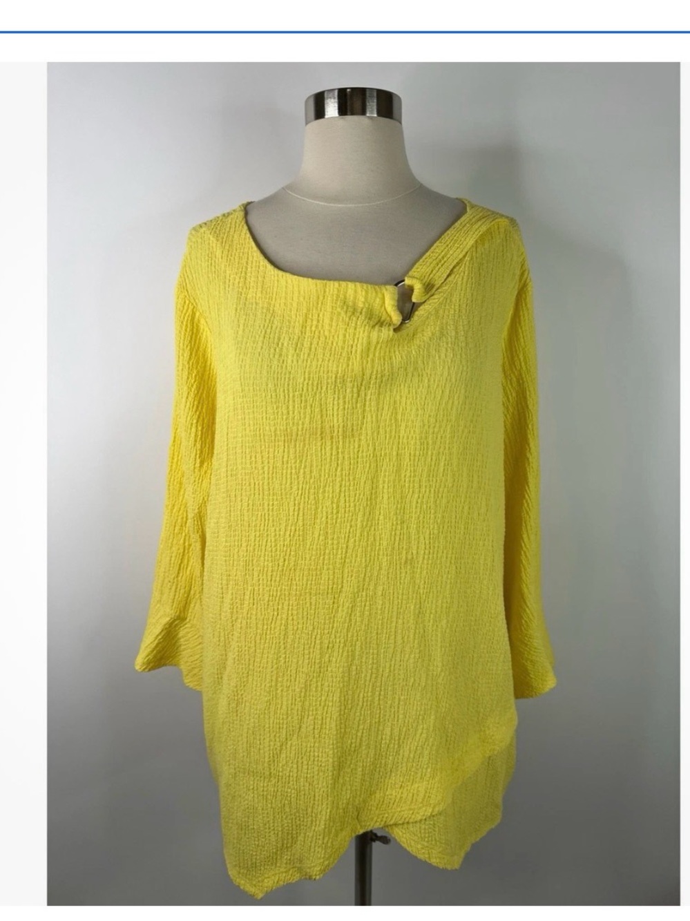 Ali Miles Bright Yellow Textured Long-Sleeve Tunic with Buckle Detail